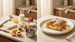 Καλοκαιρινή μπουγάτσα με κρέμα και ροδάκινο – τραγανό φύλλο, κρέμα που στέκεται