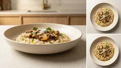 Κρεμώδες ριζότο με μανιτάρια: βελούδινο χωρίς κρέμα, βήμα-βήμα