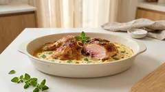 Κοτόπουλο στον φούρνο με σάλτσα γιαουρτιού και ρίγανη — ζουμερό και κρεμώδες